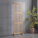 竹庭移动折叠屏风卧室遮挡家用客厅新中式实木办公室屏风隔断折屏玄关 原色明净屏风（含底座）