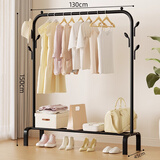 喜百利 立式落地晾衣架 家用卧室衣帽架 宿舍阳台挂衣架 黑色单杆|130cm【加粗碳钢管】