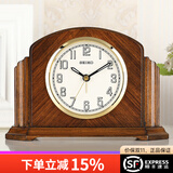 精工日本精工seiko座钟 进口卧室个性实木质跳秒夜光闹铃小台钟表 QXE043B