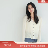 伊芙丽（eifini）蒋欣代言薄透粉色修身百搭针织开衫女罩衫上衣2025春季新款 米白 S 80-105斤