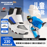 Skechers斯凯奇儿童绒绒靴男女童冬季防滑儿童加绒运动鞋中帮棉靴302527L 男童-自然色-多彩色-NTMT 32码