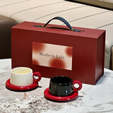 尊慕斯陶瓷咖啡杯碟套装轻奢高档下午茶送礼结婚伴手礼生日礼物礼盒装 【礼盒包装】圆圈把手双杯碟