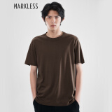 MARKLESS 【液氨柔顺】纯棉男士T恤夏季干爽短袖TXB0635M 铁砂棕 L 