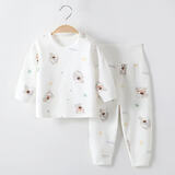 缤丽猫新生儿无骨纯棉四季简约套装婴儿衣服分体二件套装男女宝宝童装 肩扣套装-星星小狗 90