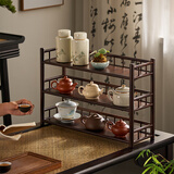 素田（Sutian）新中式茶杯架子茶桌置物架博古架茶壶茶具茶台收纳架展示架摆件架 【楠竹】紫檀色三层50长