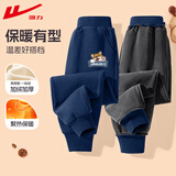回力童装儿童裤子加绒2026新款男童一体绒卫裤保暖秋冬中大童运动裤潮 【加绒冬款】H小柴犬K藏蓝 140 cm