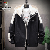 啄木鸟外套男士夹克春秋季新款轻商务休闲中青年男装连帽上衣服免烫抗皱 JK9902黑色 不加绒 2XL （建议125-145斤）