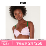 维多利亚的秘密（Victoria's Secret） PINK 圆盘胸内衣1690光面无痕舒适聚拢3/4罩杯外扩内衣文胸 5VS4粉白条纹/绿色肩带 30A