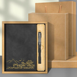 轩伴文创笔记本礼盒U盘套装定制可印logo高档商务伴手礼实用小礼品公司学校活动学生奖品送客户随手礼 商务黑A5软皮本+塑料笔+牛皮纸盒子袋子