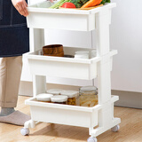 家の物语日本进口收纳层架桌下带轮厨房置物架文件收纳架落地式办公储物柜 凹槽款三层带滑轮【置地式】