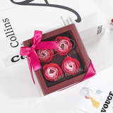 帕提拉七夕情人节小礼品香皂花母亲节礼盒永生花肥皂花生日礼物干花 4朵方盒 粉套心