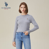 U.S. POLO ASSN.保罗针织衫秋冬季长袖T恤保暖羊毛衫打底衫时尚百搭 夹花灰003【圆领】 L