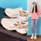 斯凯奇（Skechers）女鞋秋冬2025新款厚底增高老爹鞋防滑熊猫鞋轻便休闲鞋运动鞋女 自然色/金色-NTGD 38.5 /参考常规尺码39.5码左右