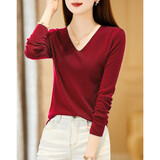 德玛纳【胶囊衣橱系列】春秋纸片人V领线衫慵懒藏肉松弛感针织衫女上衣