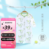 婧麒婴儿连体衣夏装新生男女宝宝夏季衣服纯棉薄款空调服爬服夏天 绿色恐龙 66cm