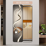 皇乐雅隐藏式全身镜子挂墙隐形推拉镜卧室穿衣镜玄关走廊铝合金装饰镜画 时来运转【摩登黑-左推拉】 50*160厘米【水晶膜-耐磨防刮】