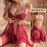 洛蔓希 情趣内衣 性感睡裙钢托聚拢制服诱惑蕾丝吊带睡裙透视装激情免脱丁字裤 夫妻刺激房事变态情趣用品