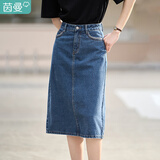 茵曼（INMAN）2025年春季女装新款半身裙休闲显瘦小个子A字短牛仔裙半身裙子 牛仔蓝 S