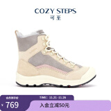 COZY STEPS可至女士秋冬户外防滑保暖加绒厚底羊皮毛一体雪地靴 牡蛎灰+暖意灰白 35