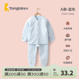 童泰婴儿衣服新生儿宝宝加厚保暖内衣套装秋冬装 蓝色丨A款 66码(3-6个月)