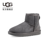 UGG秋季女士休闲舒适平底圆头纯色保暖经典迷你短靴雪地靴1016222 GREY | 灰色 38