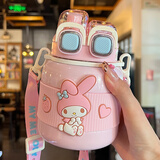 GULOO儿童保温杯大容量库洛米316不锈钢双饮水壶学生上学便携吸管杯子 美乐蒂 620ml 【双饮+吸管】