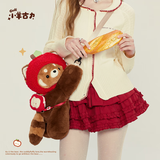 小羊古力小熊猫趴趴包斜挎包女可爱时尚毛绒包包双肩背包女包学生生日礼物 网红小熊猫趴趴包 中包