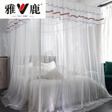 雅鹿 夏天宫廷蚊帐支架防蚊虫纹怅落地式单人家用大床双人帐纱 L6-象牙白加大空间加粗支架 180*200cm【适用1.8米床】