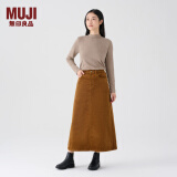 无印良品（MUJI）女式 木棉混 灯芯绒 A字裙 中长款半身裙子女款 美拉德 BE11CC3A 深棕色 S 155/62A