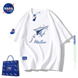 NASA LIKE官方重磅纯棉短袖t恤男夏季圆领休闲印花半袖男女学生短t男士衣服 白色 L （推荐110-130斤）