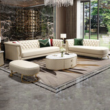 高楚 【已售2W+】美式轻奢沙发现代简约真皮沙发客厅家具北欧小户型 三人位+双人位+贵妃 国产牛皮+高回弹记忆绵【颜色备注】 2.0m