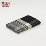无印良品（MUJI） 羊毛披巾 围巾 围脖冬季 保暖披肩 围巾 黑色格纹120×200cm