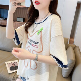 恋的短袖T恤女夏季宽松学生少女高中初中生女生衣服夏天2024新款上衣 潮流韩版杏色 均码（可备注码数）