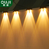 欧迹（OUJI）太阳能庭院灯户外洗墙射灯围墙壁灯防水led别墅花园阳台景观灯 4个装【2led暖光】附螺丝+胶片