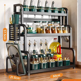 王星和月厨房调料置物架筷子刀架台面多功能调味品厨具用品收纳架多层架子 经典黑【加高三层50cm】升级套装