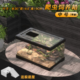 最萌爬宠饲养箱亚克力蛇角蛙蜘蛛蜥蜴守宫饲养盒甲虫爬虫饲养箱乌龟缸 中号带盖30.5*18.5*19带躲避屋