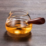 特厚木把玻璃公道杯茶漏一体茶器功道分茶杯茶海茶壶加厚耐热侧把 木把公杯 360ml 1只