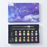 别颖 星空玻璃笔 复古创意水晶蘸水手账笔彩色墨水沾水漫画礼盒套装六一儿童节礼物 六芒星 樱花+渐变粉