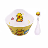 五和（WUHE）儿童碗餐具套装宝宝碗勺卡通碗勺家用吃饭辅食碗库洛米奥特曼饭碗 抗菌小黄鸭深碗450m+l勺
