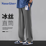 NASA GISS休闲裤男宽松直筒阔腿裤潮流长裤子 深灰冰丝 (190/92A)3XL