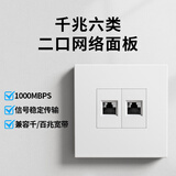 LSNUO双口网络面板六类千兆网线插座面板三口四口3位4位电脑插座面板 【六类千兆】双口面板-白色