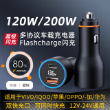 乐迪智美120W闪充车载充电器适用OPPOvivoIQOO一加华为超级快充充电点烟器 120W闪充【高配款】C口快充