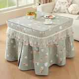 恬景 烤火罩正方形麻将机罩套加厚夹棉电炉罩套正方形电烤炉罩 磨毛款- 黄白玫瑰【可揭盖】 宽80*长80*高70cm【送透明pvc皮套】