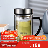 希诺双层玻璃杯男家用商务办公水杯带手柄泡茶杯子XN-9320 290mL