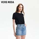 VEROMODAT恤女2024春夏新款基础通穿U领H版舒适纯棉上衣短袖女 S59黑色 XS