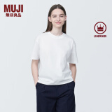 无印良品（MUJI）女式 天竺编织圆领短袖T恤上衣打底衫女款内搭多巴胺女装 白色BB2P6C4S M (160/84A)