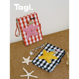 Tagi.《塔皮星》想象海滩小花珍珠彩色格纹链条护照夹证件收纳 黄油星