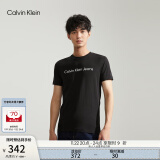 Calvin Klein Jeans夏季男女情侣中性年轻ck多色印花透气修身短袖T恤J320931 BEH-太空黑 S （推荐120-130斤）