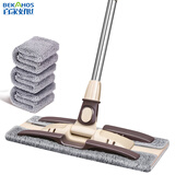 百家好世 平板拖把大号托地擦地板夹布平拖地拖吸水墩布拖地尘推ABS加强板 【干湿两用】38cm夹布拖把4块布