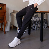 彪马（PUMA）男裤 新款裤子男针织长裤宽松保暖卫裤休闲健身跑步黑色运动裤 684197-01/黑色/胶印logo L 180/78A/推荐体重140-160斤